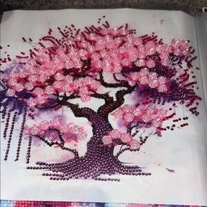 Finished Elegant Pink Cherry Blossom Diamond painting 3D Wall Art